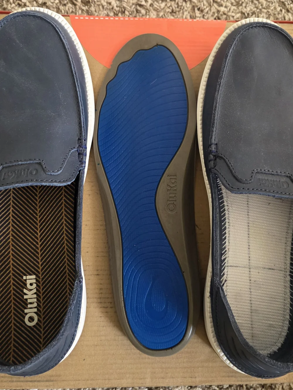 Olukai Men’s Navy Slip-On Loafers